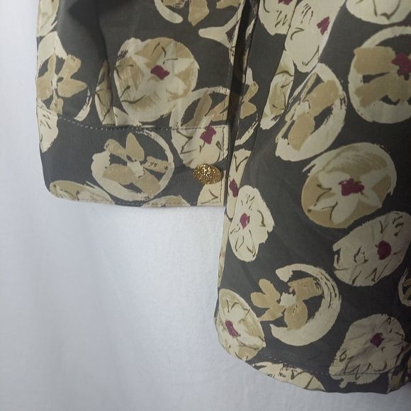 Size 10-12 Vintage Brown Floral Long Sleeve Blouse - Picture 4 of 6